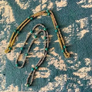 Bundle 2 gold and silver turquoise bead, single strand necklace NWOT